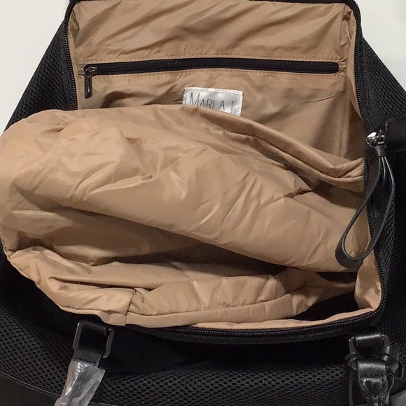 New MARLA WYNNE HSN Black Mesh Tote Shoulder Bag Leather Trim and Hidden Pockets - Picture 12 of 15